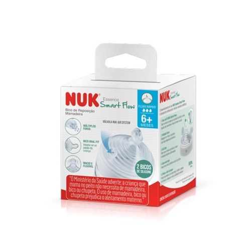 Kit 2 Bicos De Mamadeira Smart Flow 6m+ Fluxo Rápido - NUK