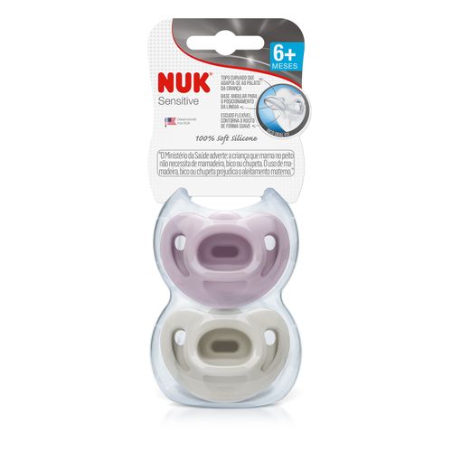 Kit de Chupeta 100% Silicone Sensitive 6+ meses NUK - Fashion Lilás