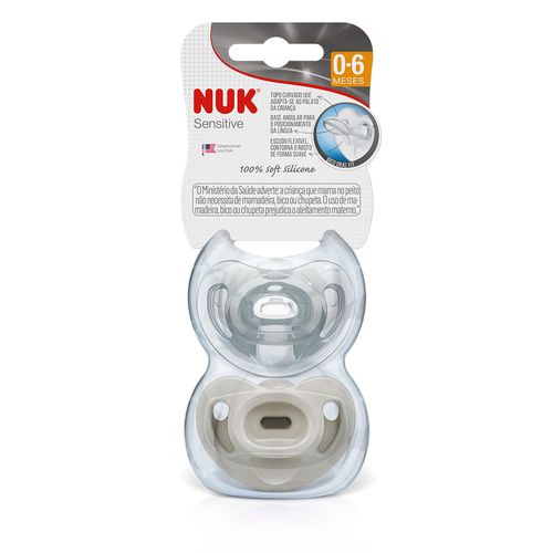 Kit de Chupeta Recém Nascido 100% Silicone Sensitive 0 a 6 meses NUK - Cores de Areia