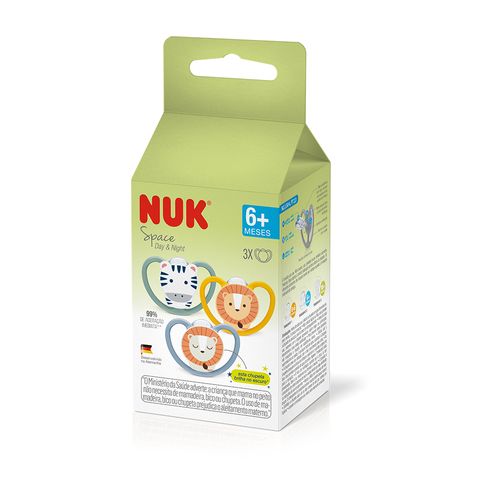 Kit com 3 Chupetas Space 18+ meses NUK – Dia e Noite