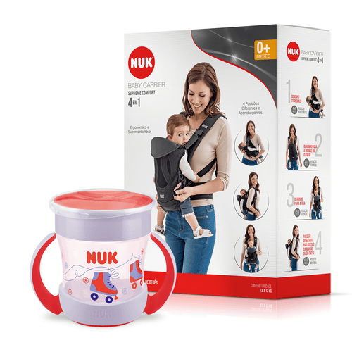 Kit Canguru 4 em 1 e Copo Mini Magic Cup Rosa NUK