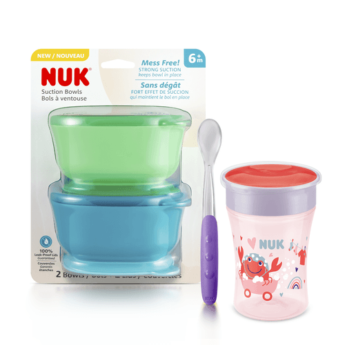 Kit com Bowl, Colher de Silicone e Magic Cup  360° Rosa - NUK